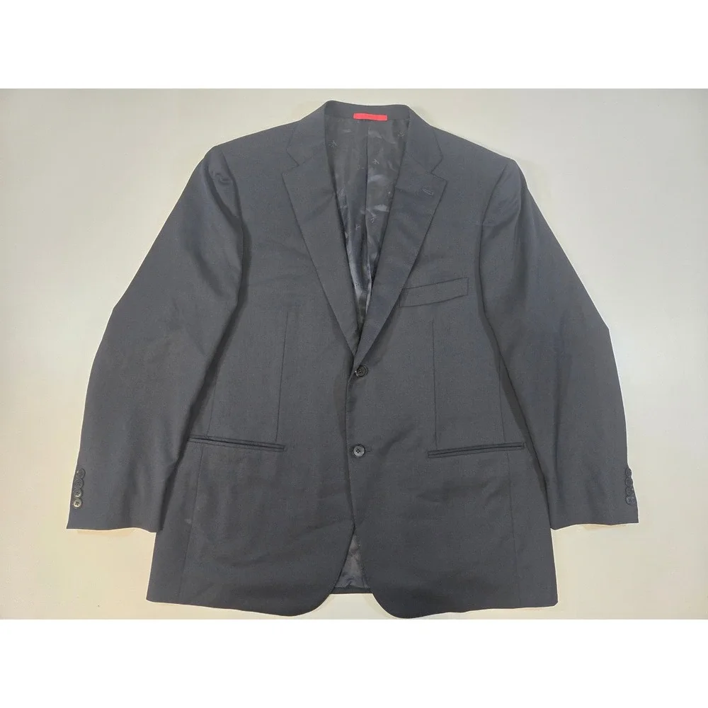 Isaia Napoli Aquaspider Blazer Mens 58 8R Black Wool Sport Coat Made In Italy